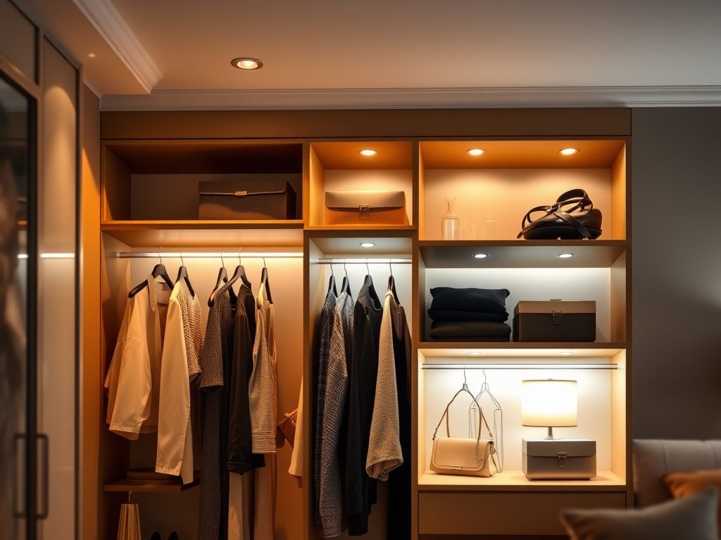 Oświetlenie do garderoby w sypialni: jak zaplanować funkcjonalne i estetyczne źródła światła